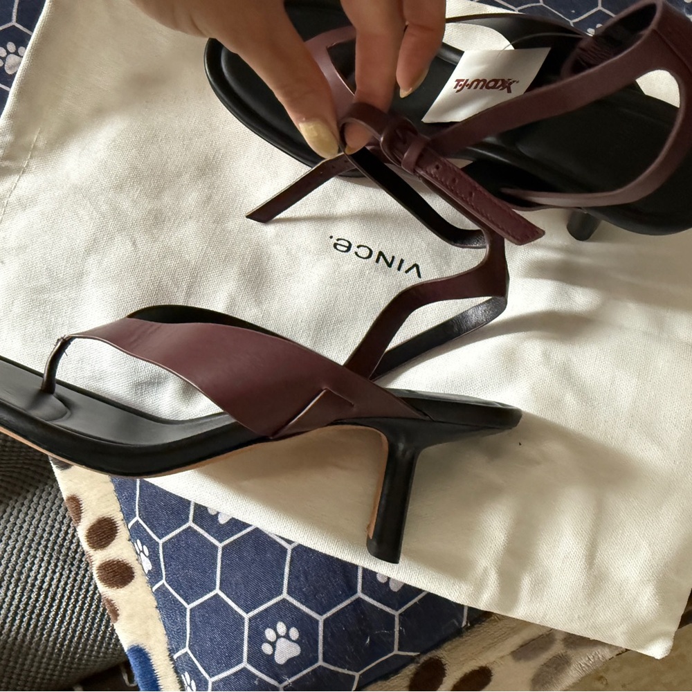 Vince Brown and Black Heeled Shoes with Ankle Strap